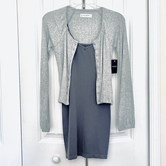 Lucky Brand Square Neck Pointelle Button Front Top in Gray (XS) New with Tag - Picture 8 of 15